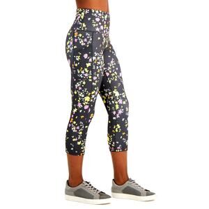 NWT Ideology Women's Pansy Poppyseed Floral Active Cropped Leggings Size Medium